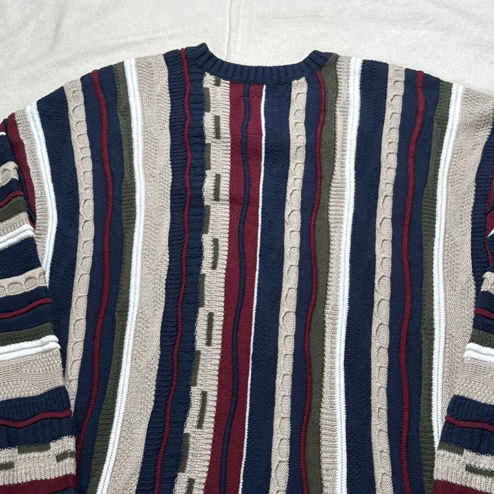 Hollister Sweater Mens XL Purple Coogi Style 3D Textured Knit Boxy Fit Pullover